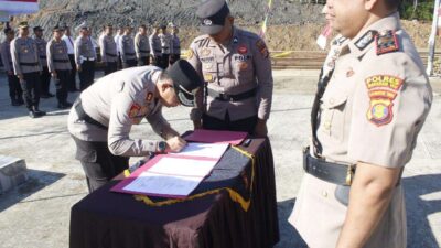 Polres Mahakam Ulu gelar sertijab, AKBP Eko Alamsyah, pejabat baru Polres Mahakam Ulu, sertijab Polri, Kapolda Kaltim