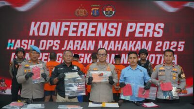 Operasi Jaran Mahakam 2025, curanmor, empat tersangka, Polres Bontang, barang bukti